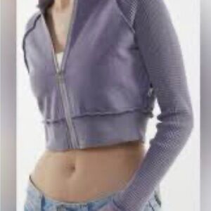 BDG Ashley Urban Outfitters Shrunken Zip-Up Cropped Hoodie Sweatshirt